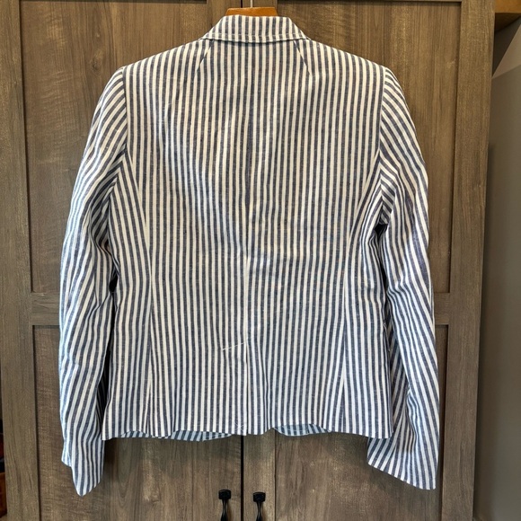 NWT J Crew Schoolboy Striped Linen Blazer blue white size 4 - Picture 7 of 10